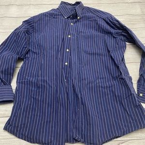Tommy Hilfiger Button Up Shirt Mens 16 1/2 Navy Blue Striped 32/33